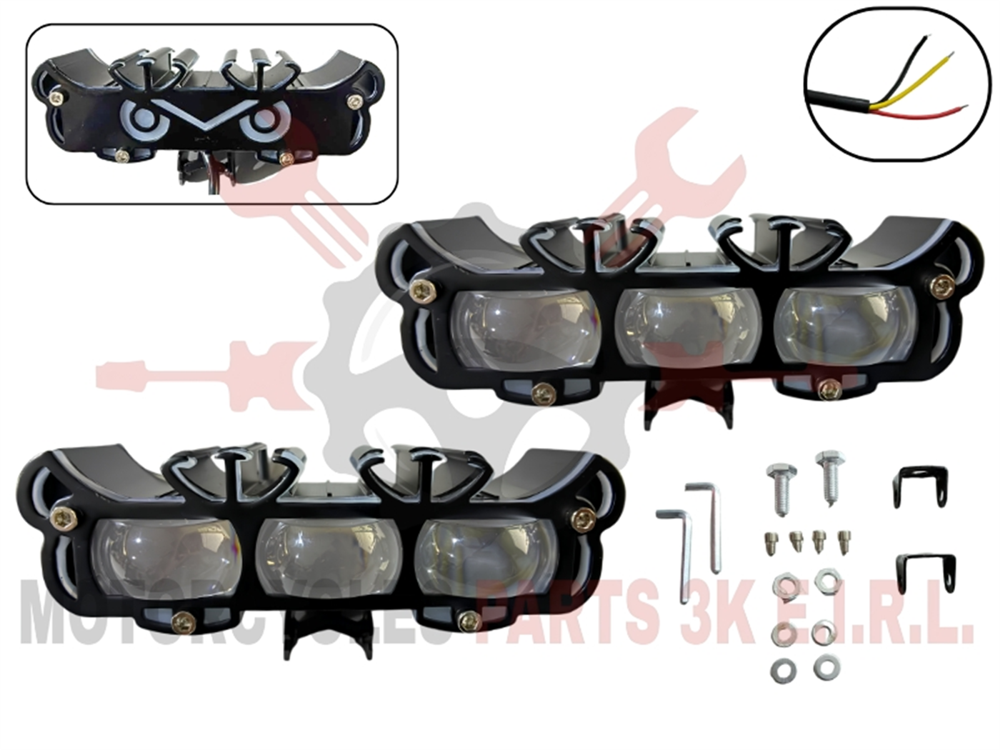 FARO LED EXPLORADORADORA TORO-3 LUPAS BLANCO/AMBAR+ARO NEON FIJO Y ESTROBO 12-24V (WL-XT-23)