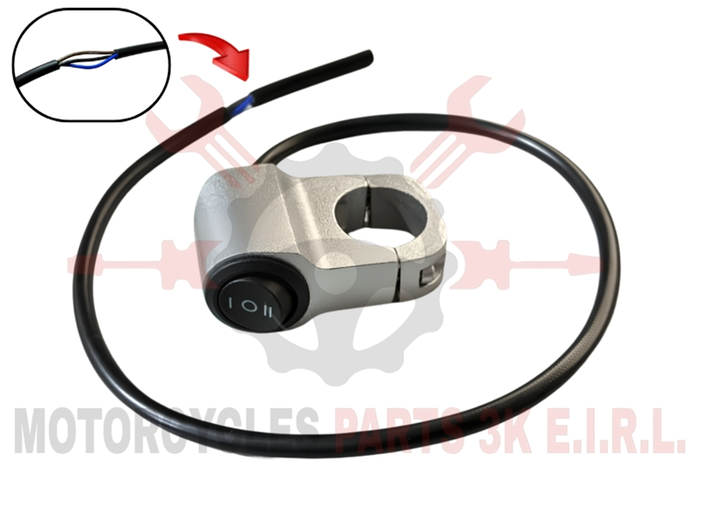 INTERRUPTOR DE ALUMINIO C/BASE P/TIMON 3GOLPES (3 CABLES)PLOMO 12V (LU-KG-023-PLO)