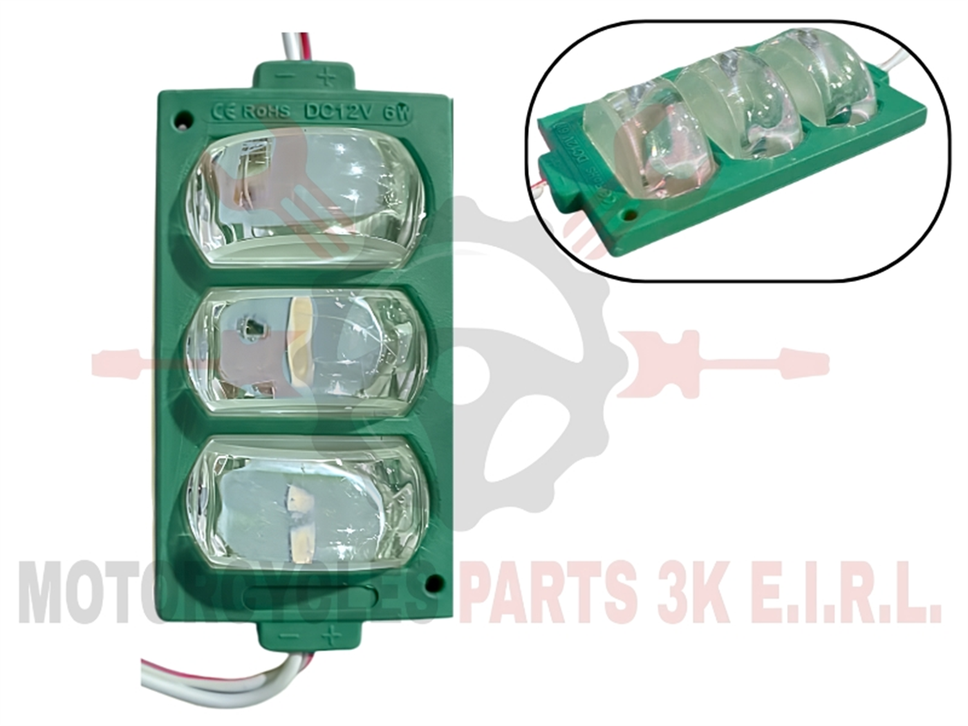 LUZ LED MOD. RUEDA 3 BOTONES VERDE (LU-0280-12V))