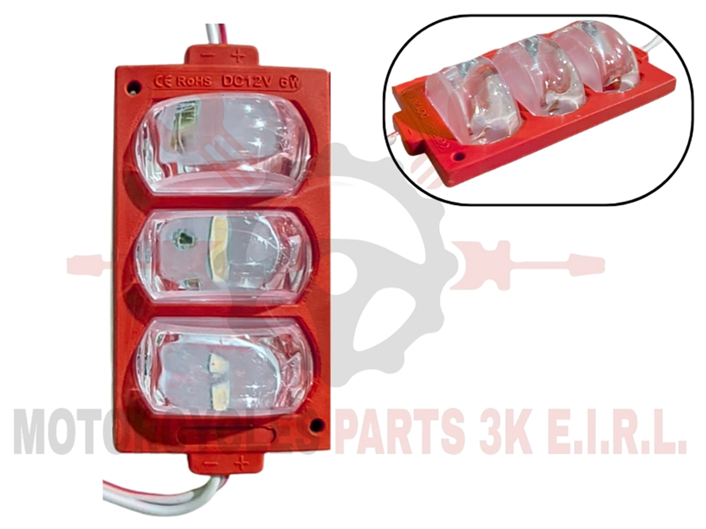 LUZ LED MOD. RUEDA 3 BOTONES ROJO (LU-0280-12V)