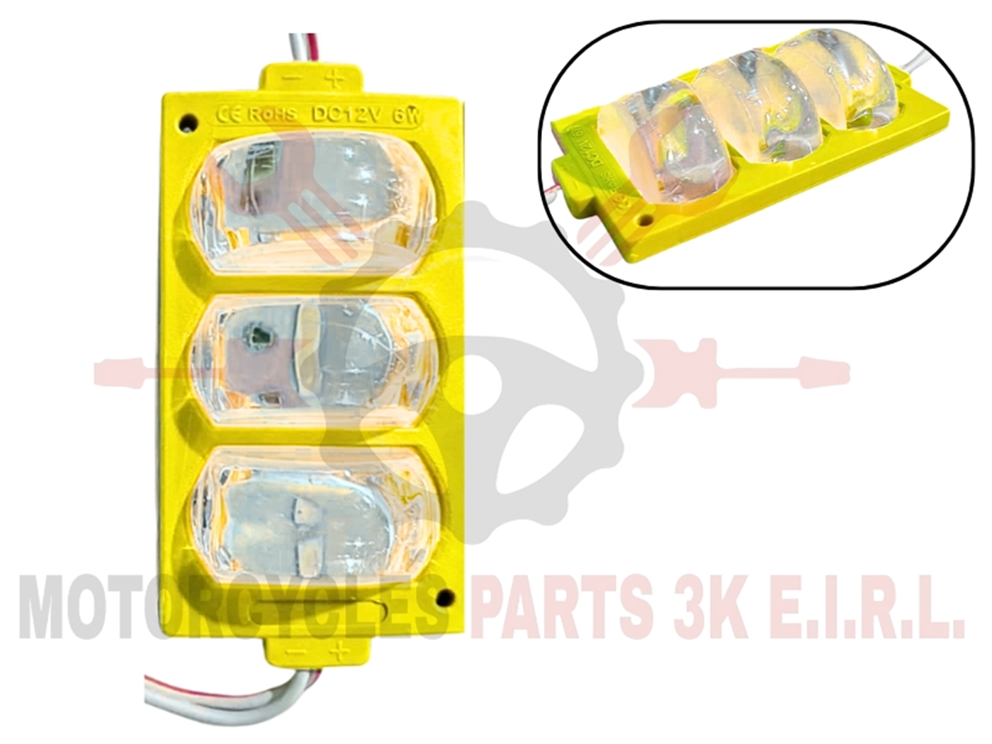 LUZ LED MOD. RUEDA 3 BOTONES AMARILLO (LU-0280-12V)