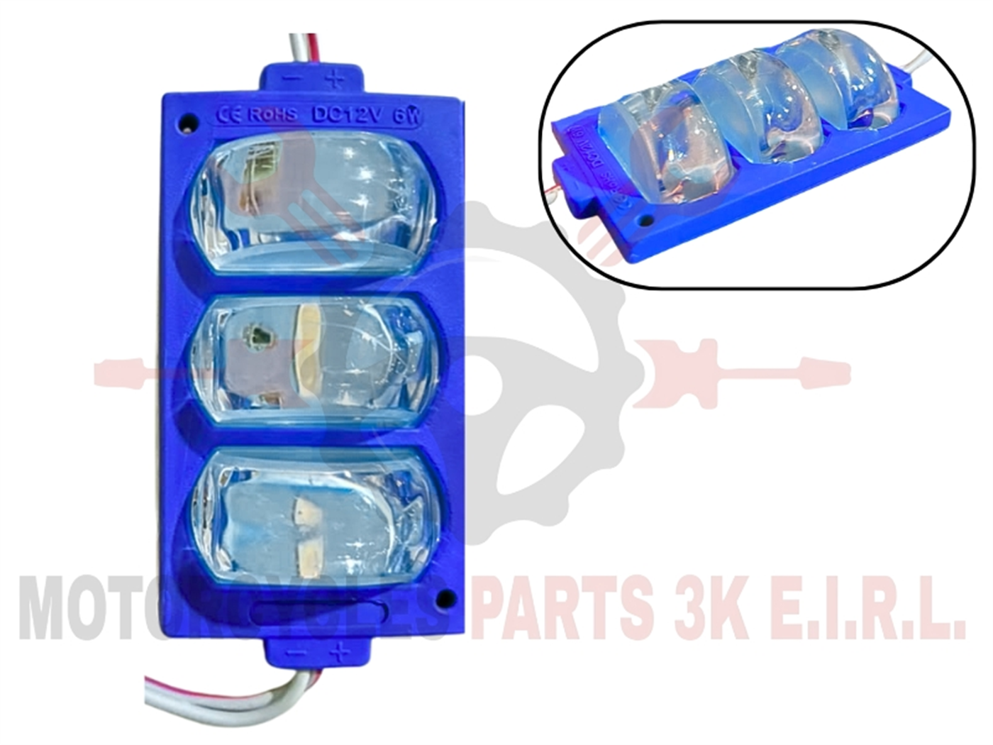 LUZ LED MOD. RUEDA 3 BOTONES AZUL (LU-0280-12V)