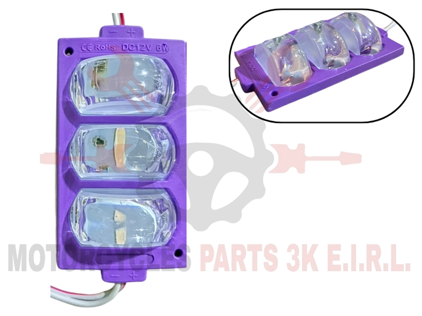 LUZ LED MOD. RUEDA 3 BOTONES MORADO (LU-0280-12V)