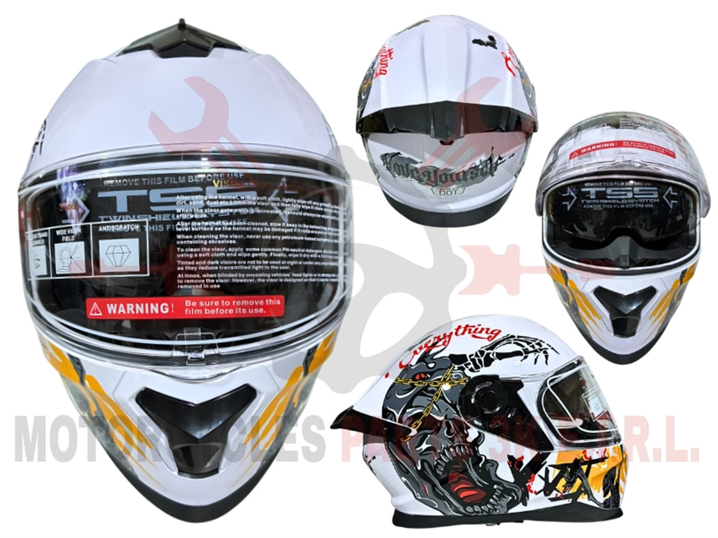 CASCO DOBLE MICA M5 BLANCO C/DISEÑO TALLA L