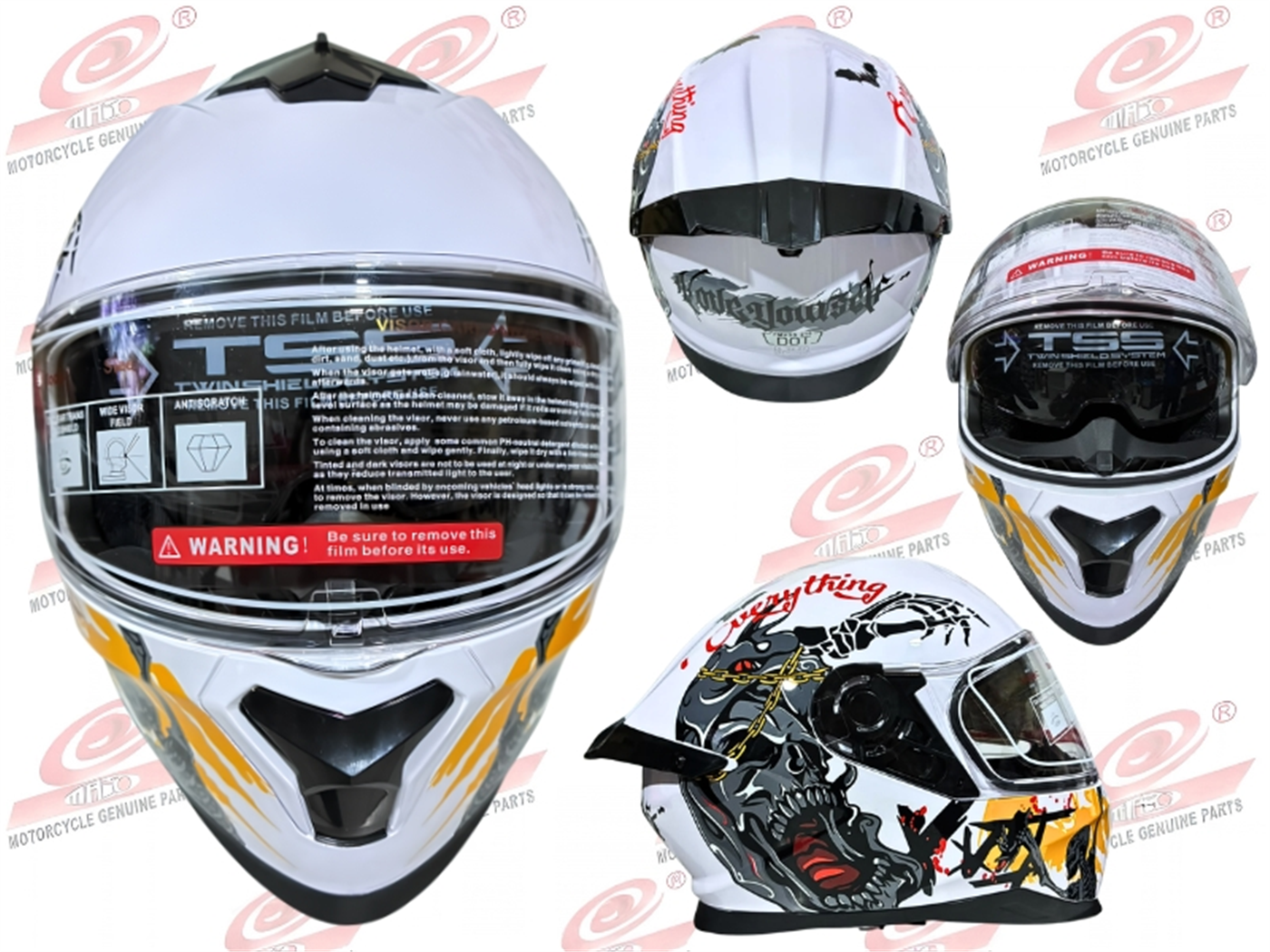 CASCO DOBLE MICA M5 BLANCO C/DISEÑO TALLA L