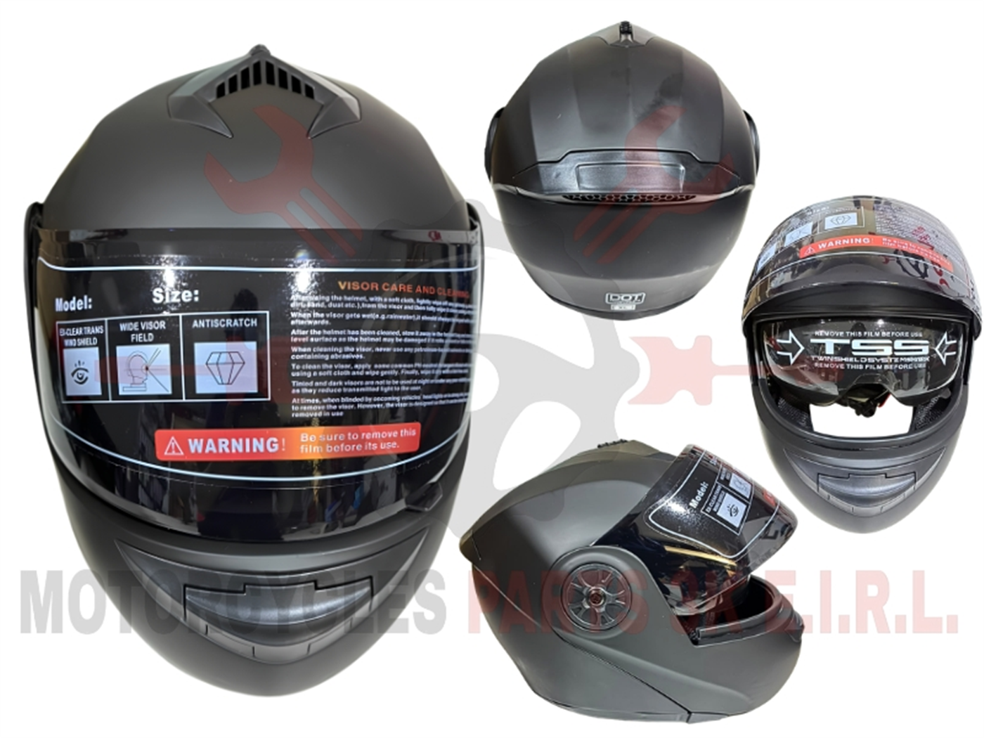 CASCO ABATIBLE NEGRO MATE M2 VICERA NEGRA TALLA L