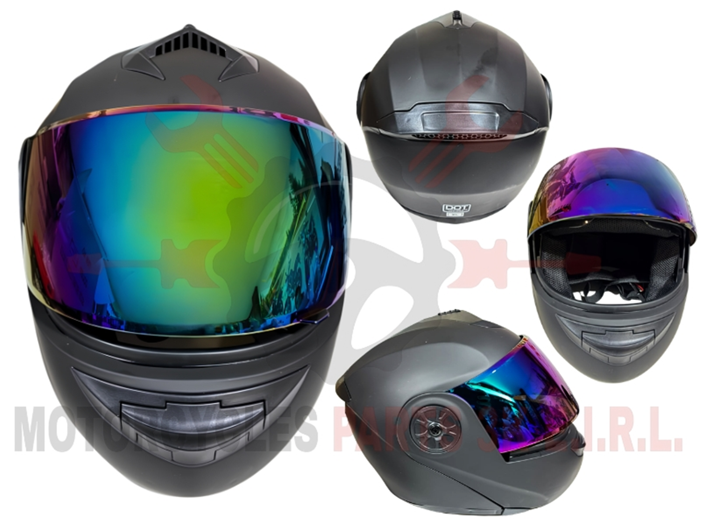 CASCO ABATIBLE NEGRO MATE TALLA L