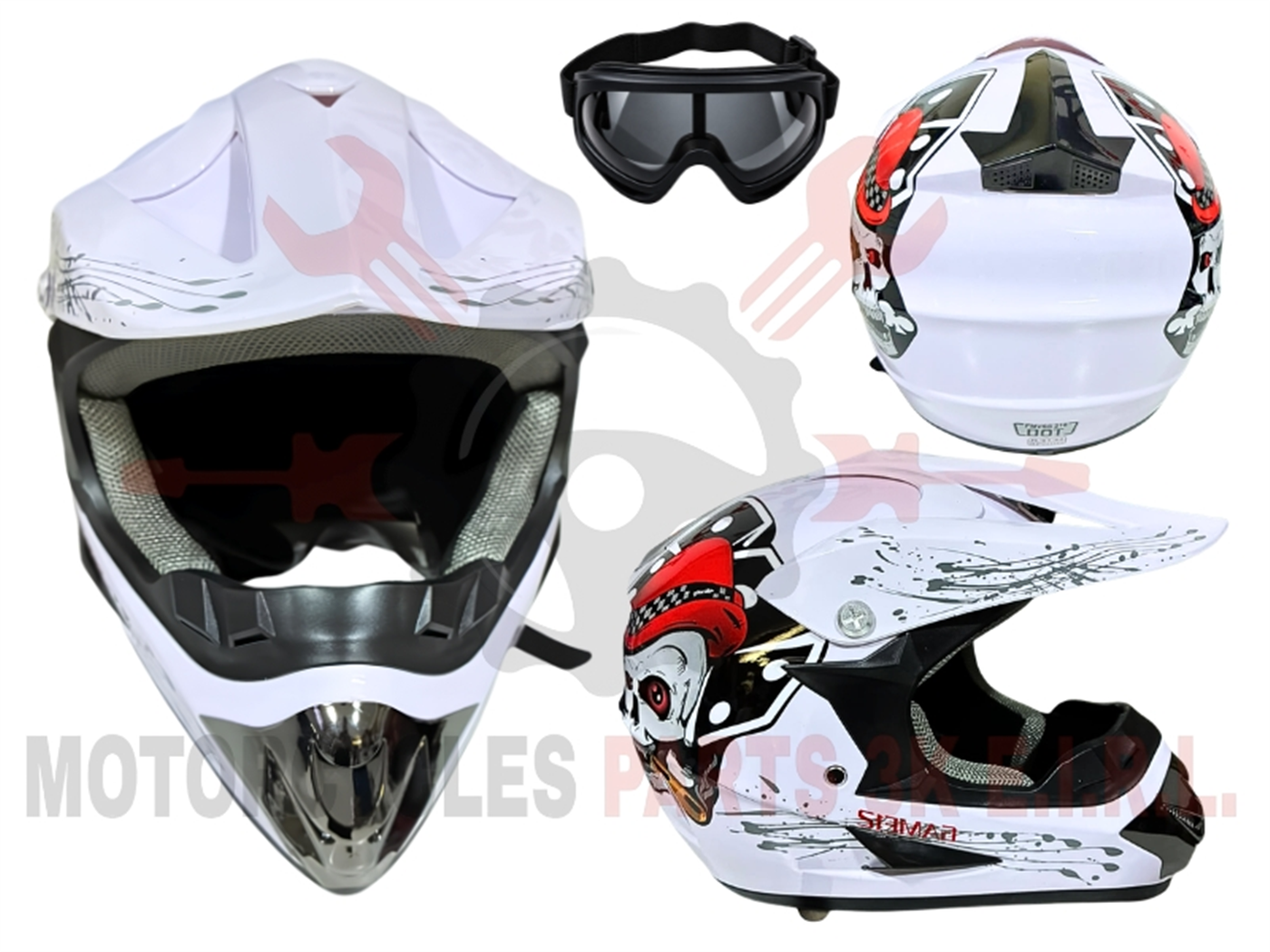 CASCO TIPO CROSS BLANCO TALLA XL