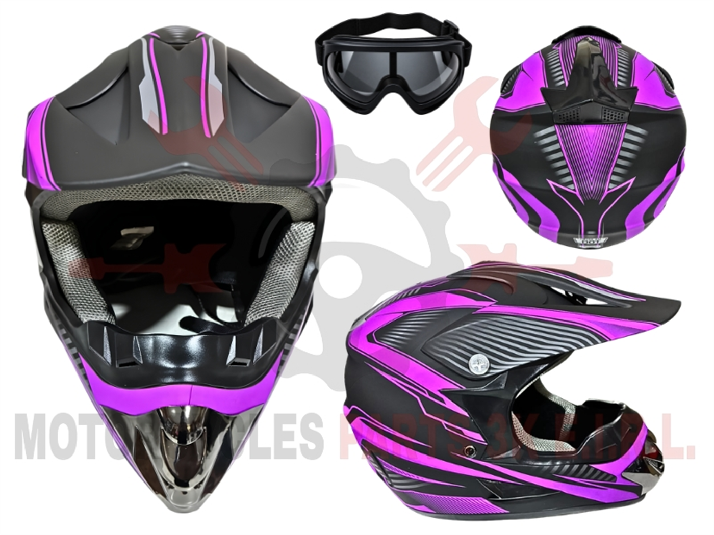 CASCO TIPO CROSS MORADO TALLA L