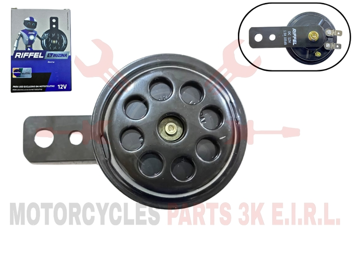 CLAXON 12V NEGRO 9 HUECOS (RIFF)